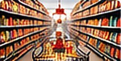 Retail aisle with consumer goods